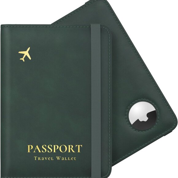 Leather Passport Holder for Men Green - Picture 1 of 7